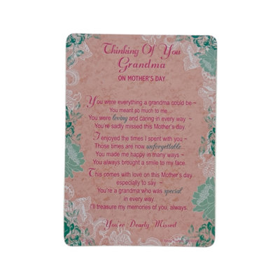 Thinking Of You Grandma On Mother's Day Keepsake Graveside Card from B&Q