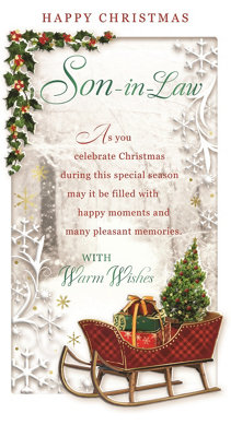  - For Son In Law Sleigh With Presents Design Christmas Card