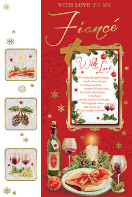 With Love To My Fiance Champagne Bottle Design Christmas Card from B&Q