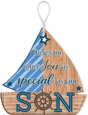 Son Heartfelts Boat Shaped Hanging Plaque from B&Q