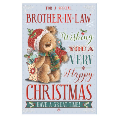 For A Special Brother In Law Teddy With Shipping Gift Bag Design Christmas Card from B&Q