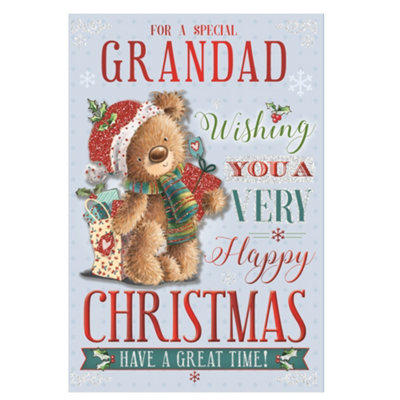 For A Special Grandad Teddy With Shipping Gift Bag Design Christmas Card from B&Q