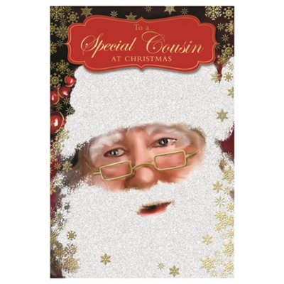  - To A Special Cousin Glitter Finished Santa Design Christmas Card