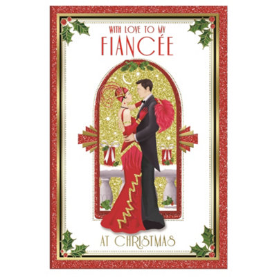 With Love To My Fiancee Beautiful Couple Christmas Card from B&Q