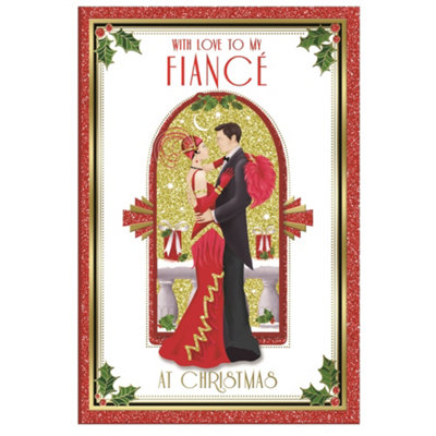 With Love To My Fiance Beautiful Couple Christmas Card from B&Q