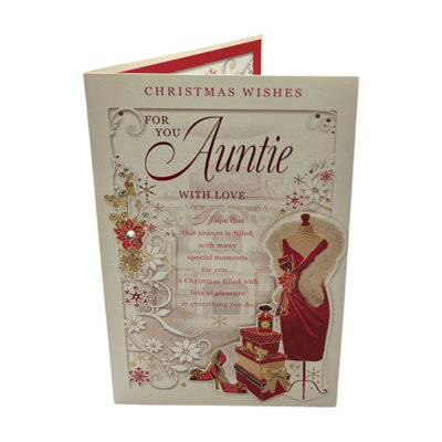 For You Auntie Red Dress And Shoes Design Christmas Card from B&Q