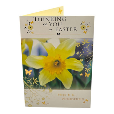 Thinking Of You Photographic Daffodils Design Easter Card from B&Q