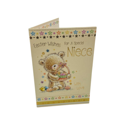 For A Special Niece Cute Teddy & Eggs Design Easter Card from B&Q