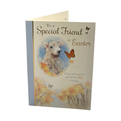For A Special Friend Cute Lamb Floral Design Easter Card from B&Q