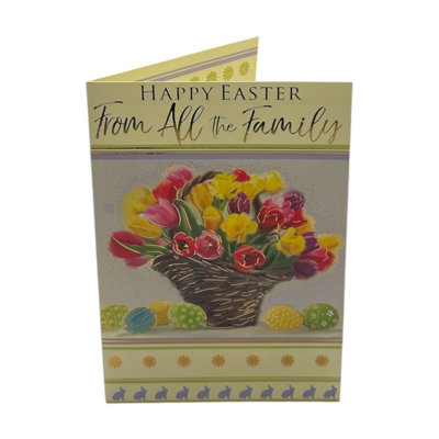 From All The Family Bucket Of Flowers And Eggs Design Easter Card from B&Q