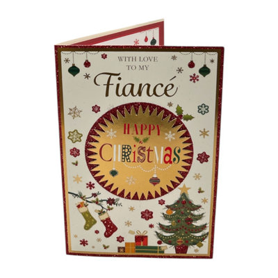 With Love To My Special Fiance Gold Frame Design Christmas Card from B&Q