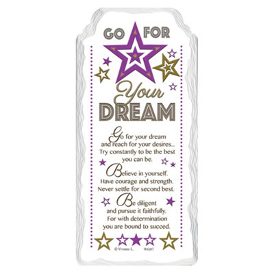 Go For Your Dream Sentimental Handcrafted Ceramic Plaque from B&Q