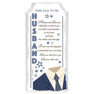 With Love To My Husband Sentimental Handcrafted Ceramic Plaque from B&Q
