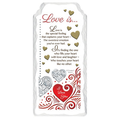 Love Is... Sentimental Handcrafted Ceramic Plaque from B&Q