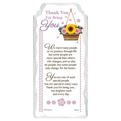 Thank You For Being You Sentimental Handcrafted Ceramic Plaque from B&Q
