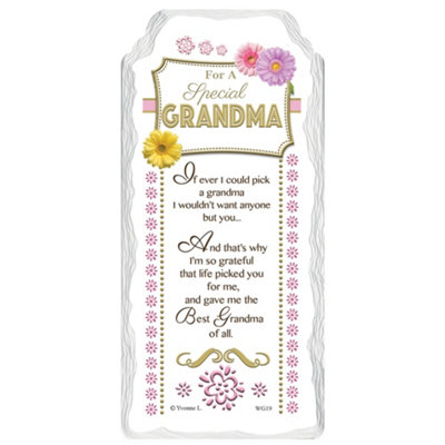 For A Special Grandma Sentimental Handcrafted Ceramic Plaque from B&Q