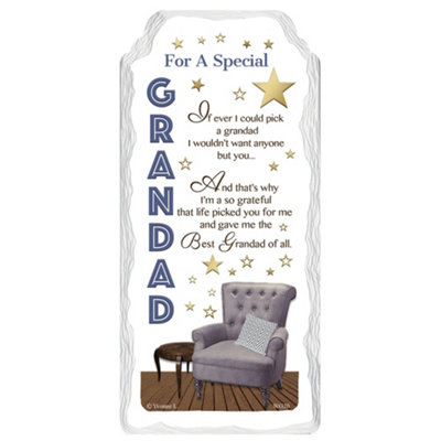 For A Special Grandad Sentimental Handcrafted Ceramic Plaque from B&Q