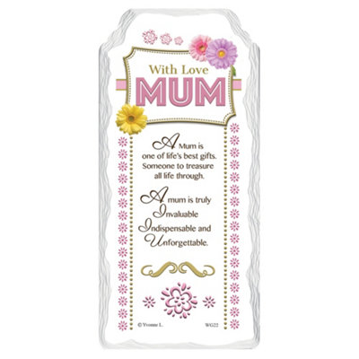 With Love Mum Sentimental Handcrafted Ceramic Plaque from B&Q