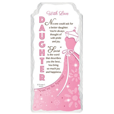 With Love Special Daughter Sentimental Handcrafted Ceramic Plaque from B&Q