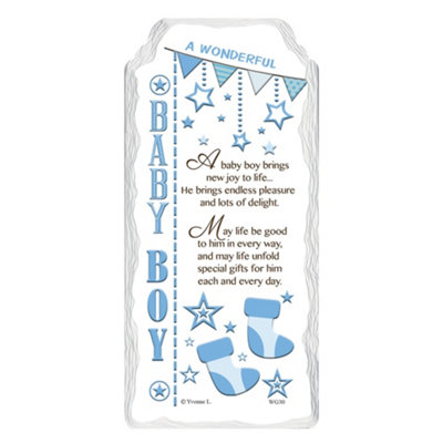 A Wonderful Baby Boy Sentimental Handcrafted Ceramic Plaque from B&Q