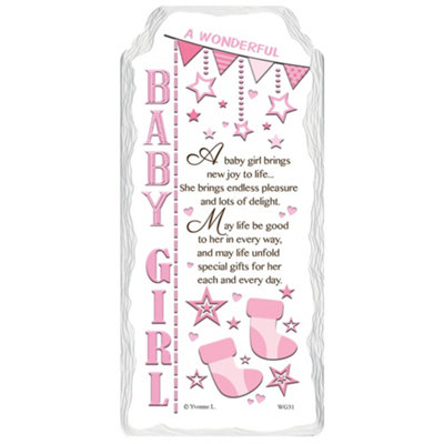 A Wonderful Baby Girl Sentimental Handcrafted Ceramic Plaque from B&Q