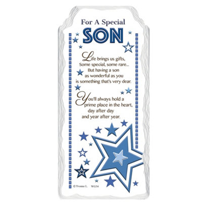 For A Special Son Sentimental Handcrafted Ceramic Plaque from B&Q