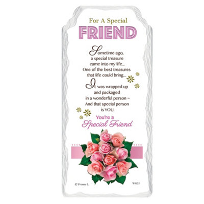 For A Special Friend Flower Design Sentimental Handcrafted Ceramic Plaque from B&Q