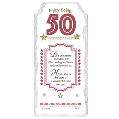 Enjoy Being 50 Sentimental Handcrafted Ceramic Plaque from B&Q