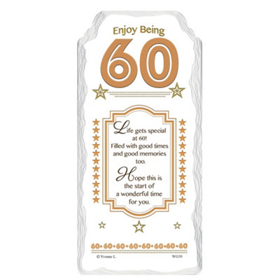 Enjoy Being 60 Sentimental Handcrafted Ceramic Plaque from B&Q