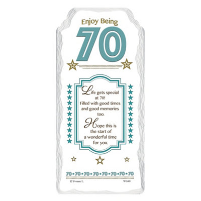 Enjoy Being 70 Sentimental Handcrafted Ceramic Plaque from B&Q