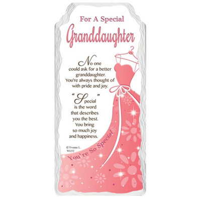  - For A Special Granddaughter Sentimental Handcrafted Ceramic Plaque