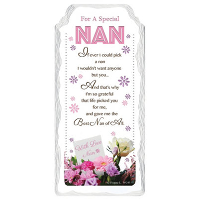 For A Special Nan With Love Sentimental Handcrafted Ceramic Plaque from B&Q