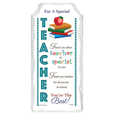 Thank You For A Special And Best Teacher Sentimental Handcrafted Ceramic Plaque from B&Q