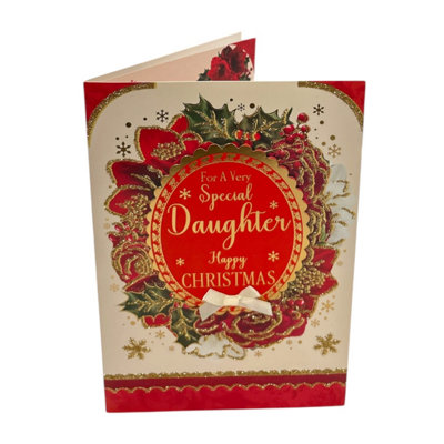 For A Very Special Daughter Flower Frame Design Christmas Card from B&Q