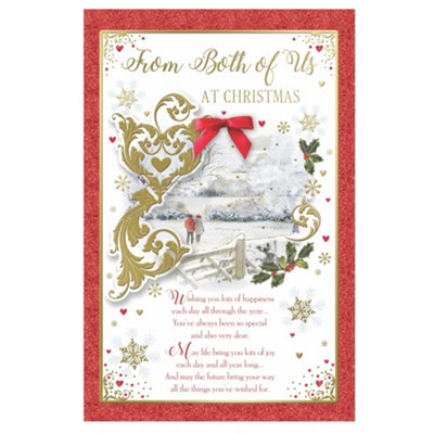 From Both Of Us Couple Walking In Winter Wonderland Design Christmas Card from B&Q