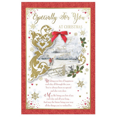 Especially For You Couple Walking In Winter Wonderland Design Christmas Card from B&Q