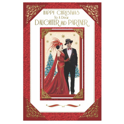 To A Dear Daughter And Partner Couple Photo Frame Design Christmas Card from B&Q