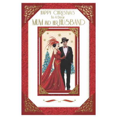 To A Dear Mum And Her Husband Couple Photo Frame Design Christmas Card from B&Q