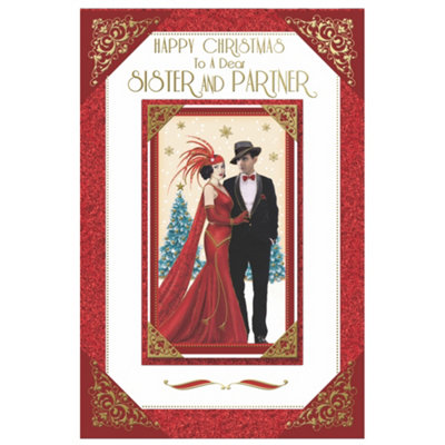 To A Dear Sister And Partner Couple Photo Frame Design Christmas Card from B&Q