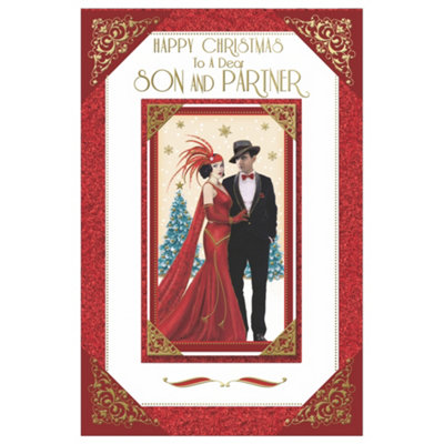 To A Dear Son And Partner Couple Photo Frame Design Christmas Card from B&Q