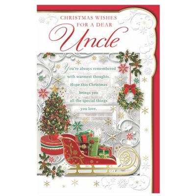  - For A Dear Uncle Sleigh With Gifts Design Christmas Card