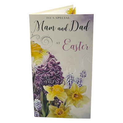Mam And Dad Lilac And Daffodils Flowers Design Easter Card from B&Q