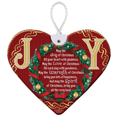 Christmas Joy Heart Shaped Hanging Plaque from B&Q