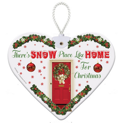 Christmas Snow Place Like Home Heart Shaped Hanging Plaque from B&Q