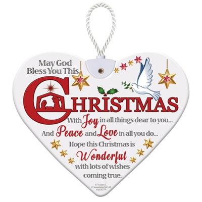 May God Bless You This Christmas Heart Shaped Plaque from B&Q