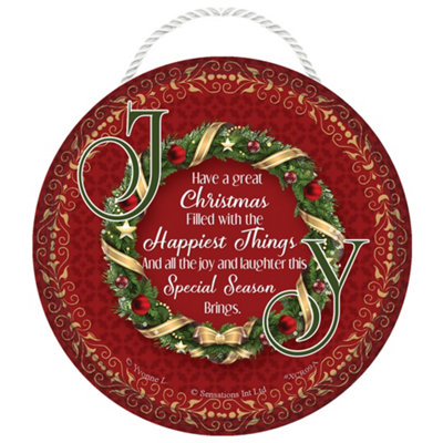 Joy Wreath Christmas Hanging Plaque from B&Q