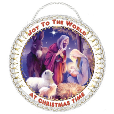 Joy To The World Nativity Christmas Hanging Plaque from B&Q