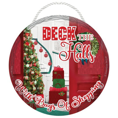 Deck The Halls Round Christmas Hanging Plaque from B&Q
