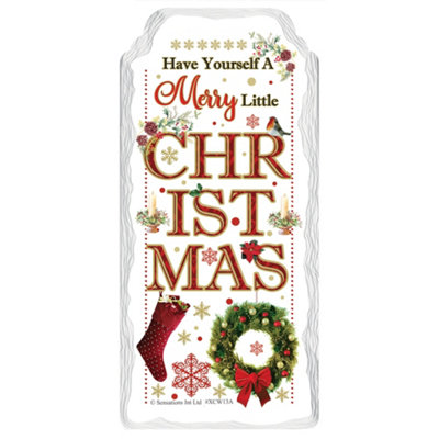 Merry Little Christmas Hanging Plaque from B&Q