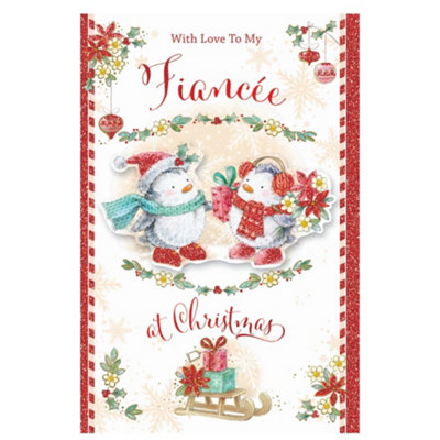 With Love To My Fiancée Penguins Festive Design Christmas Card from B&Q